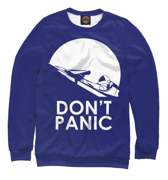 Мужской свитшот с изображением Don't Panic цвета Белый