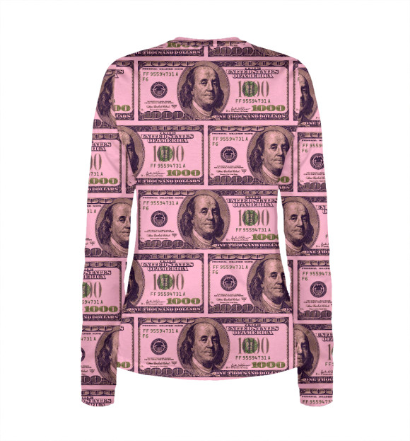 Женский лонгслив с изображением Тысячу долларов - талисман для привлечения денег цвета Белый