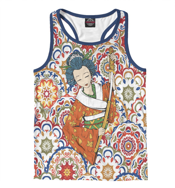 Мужская майка-борцовка с изображением Дочери самурая цвета Белый