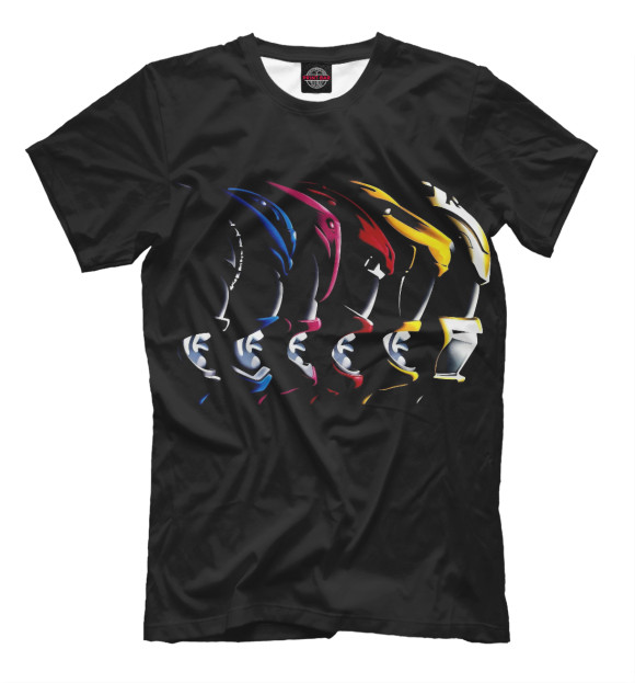 Мужская футболка с изображением Могучие Рейнджеры цвета Черный