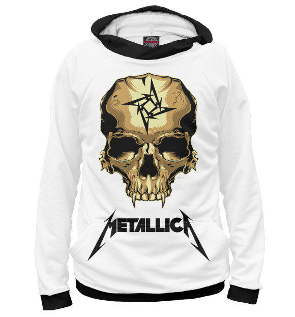 Худи для мальчика с изображением Metallica Skull цвета Белый
