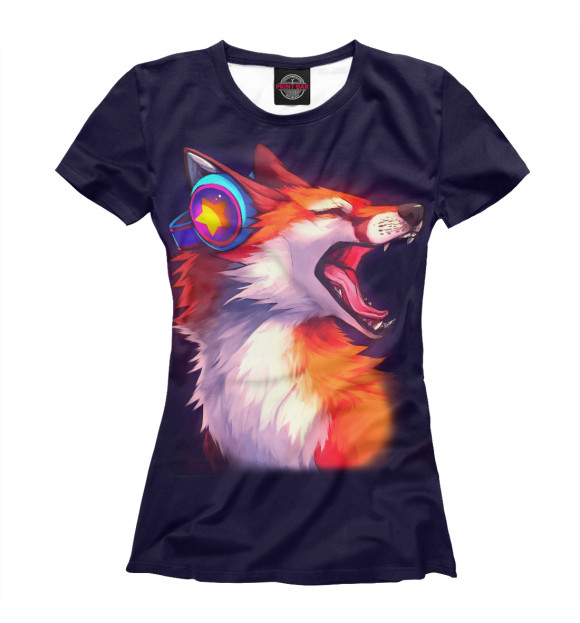 Женская футболка с изображением DJ FOX цвета Белый