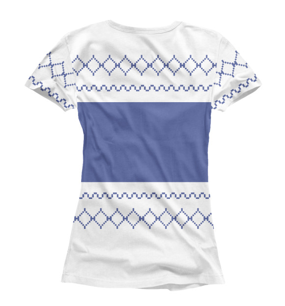 Женская футболка с изображением Свитер с оленем цвета Белый