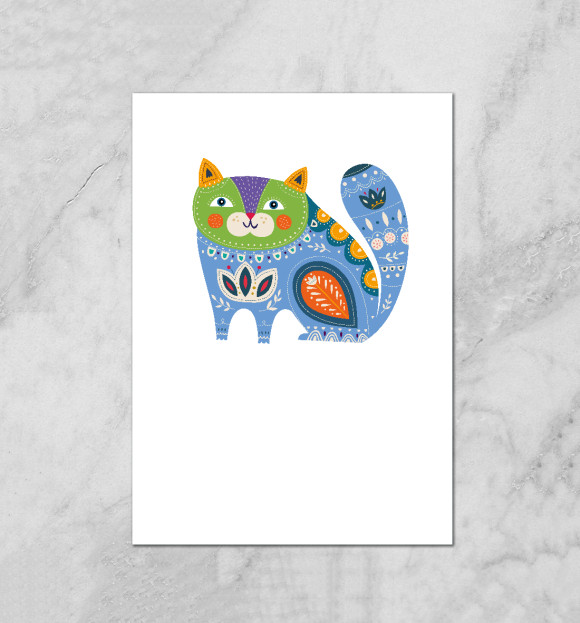 Плакат с притом Space Cat цвета Белый Плакат с изображением Space Cat цвета Белый