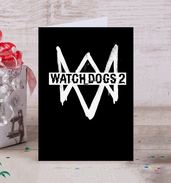 Открытка с изображением Watch Dogs 2 цвета Белый