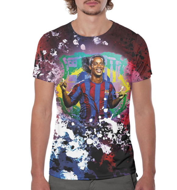Мужская футболка с изображением Ronaldinho цвета Белый