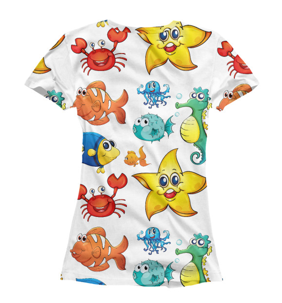 Футболка для девочек с изображением Sea Friends цвета Белый