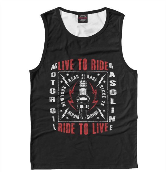 Мужская майка с изображением Live to ride цвета Белый