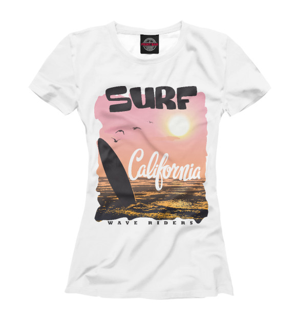 Женская футболка с изображением Surf California цвета Белый