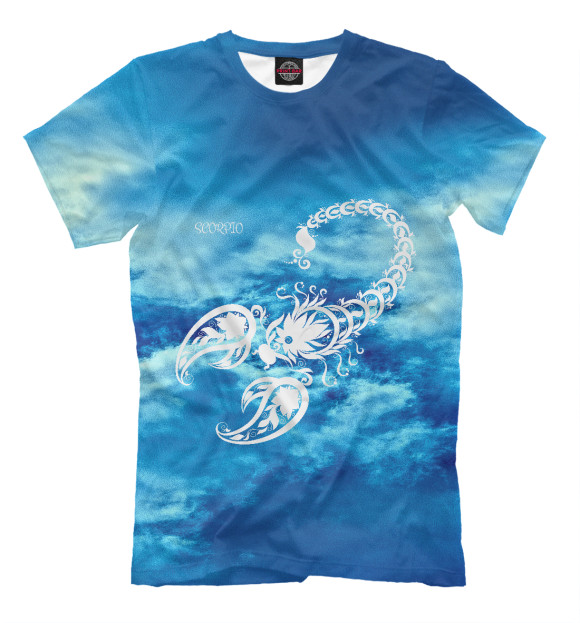 Мужская футболка с изображением Скорпион цвета Грязно-голубой