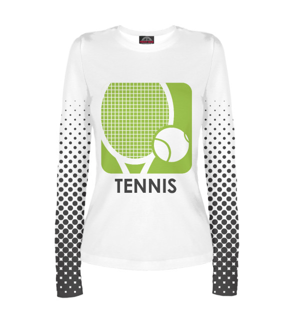 Женский лонгслив с изображением Теннис цвета Белый
