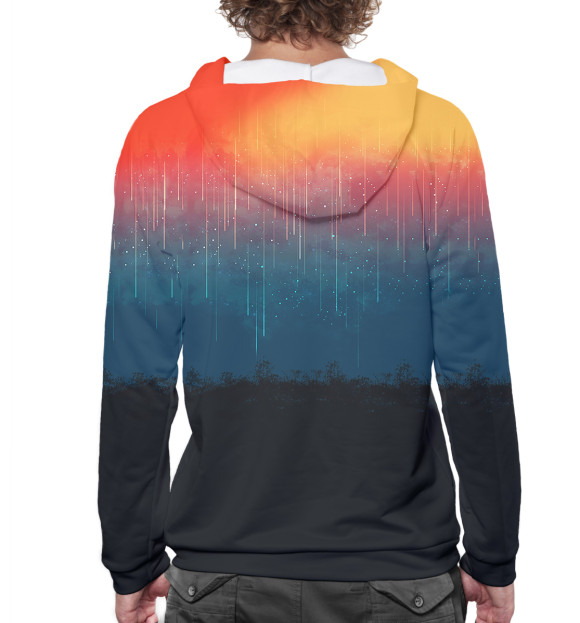 Мужское худи с изображением Звездопад цвета Белый