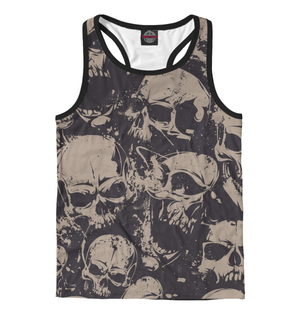 Мужская майка-борцовка с изображением Grey Skulls цвета Белый
