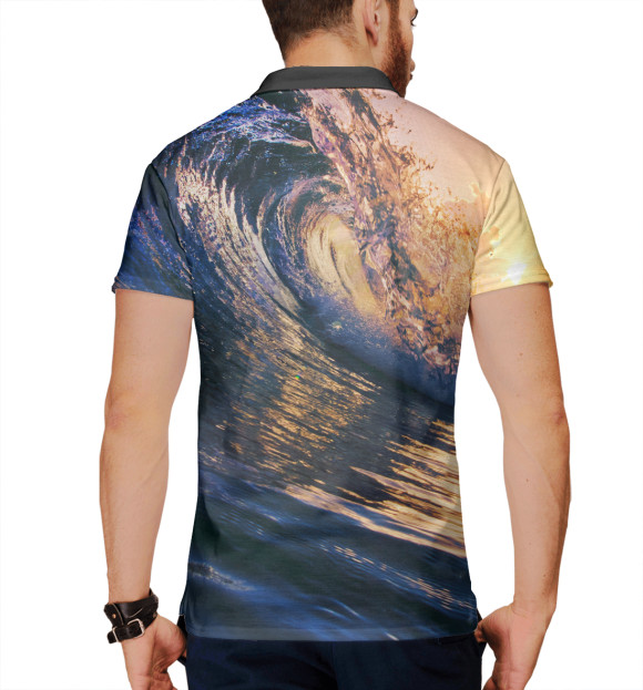 Мужское поло с изображением Морская волна цвета Белый