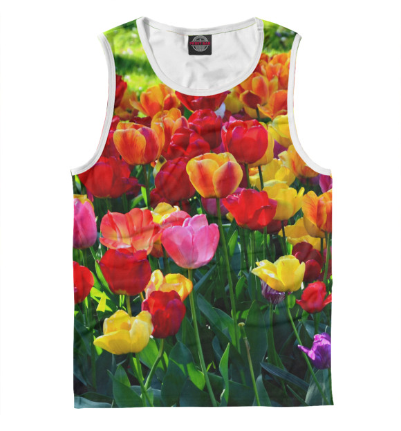 Майка для мальчика с изображением Тюльпаны цвета Белый