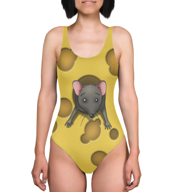 Купальник-боди с изображением Застряла в сыре цвета 