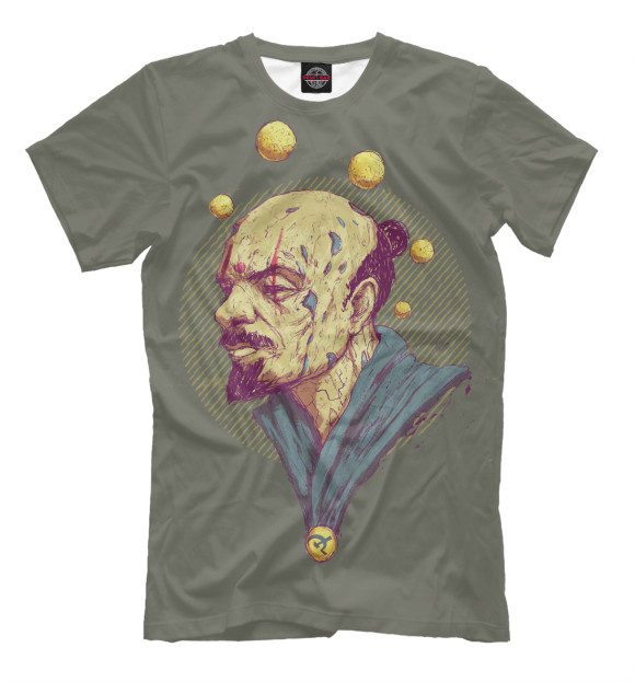 Мужская футболка с изображением Космический Ленин цвета Серый