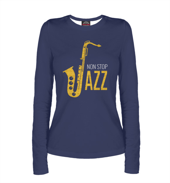 Женский лонгслив с изображением Non stop Jazz цвета Белый