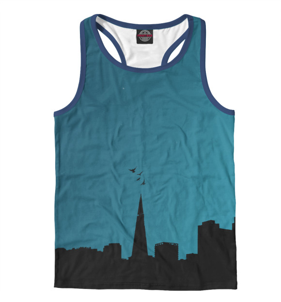 Мужская майка-борцовка с изображением Ночной город цвета Белый