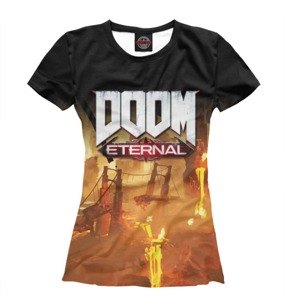 Женская футболка с изображением Doom Eternal цвета Белый