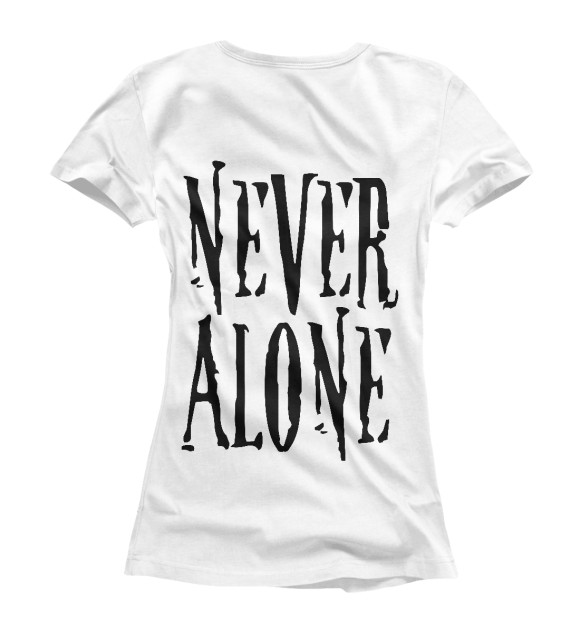 Футболка для девочек с изображением Never alone цвета Белый