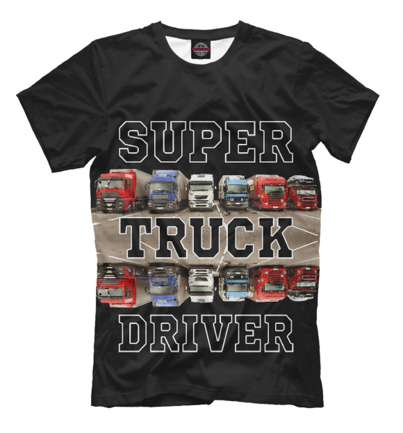 Футболка для мальчиков с изображением Super Truck Driver цвета Черный