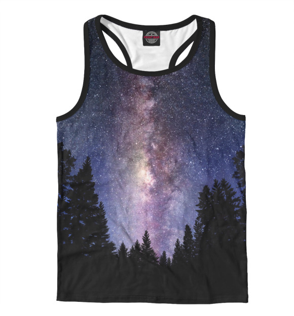 Мужская майка-борцовка с изображением Млечный путь цвета Белый