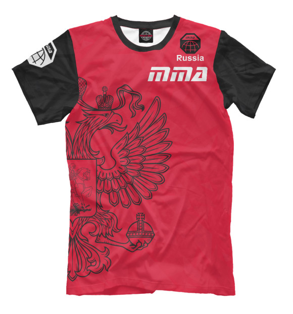 Мужская футболка с изображением Россия ММА цвета Темно-розовый
