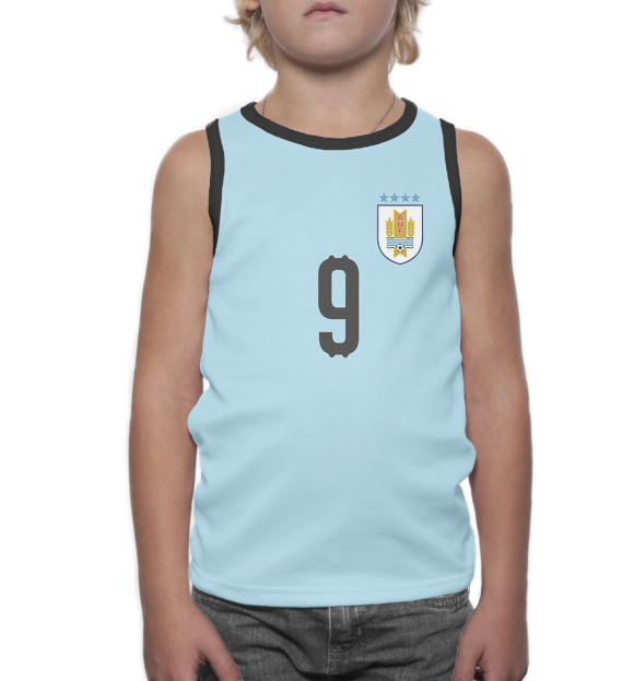 Майка для мальчика с изображением Сборная Уругвая – Суарез цвета Белый