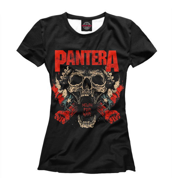 Женская футболка с изображением Pantera Mouth For War цвета Белый