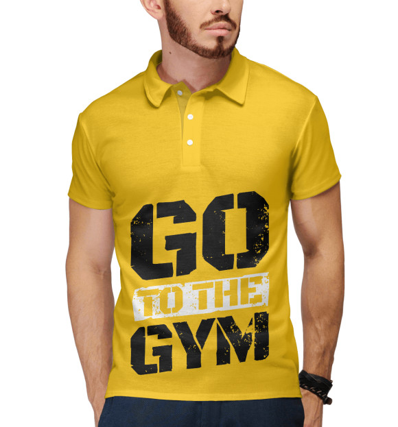 Мужское поло с изображением Go to the Gym цвета Белый