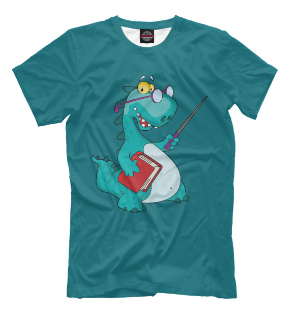 Мужская футболка с изображением Динозавр цвета Грязно-голубой