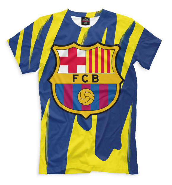 Мужская футболка с изображением Герб FC Barcelona цвета Молочно-белый