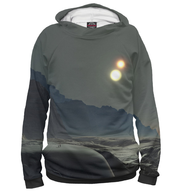 Женское худи с притом Пейзаж цвета Белый Женское худи с изображением Пейзаж цвета Белый