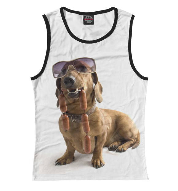 Майка для девочки с изображением Такса цвета Белый