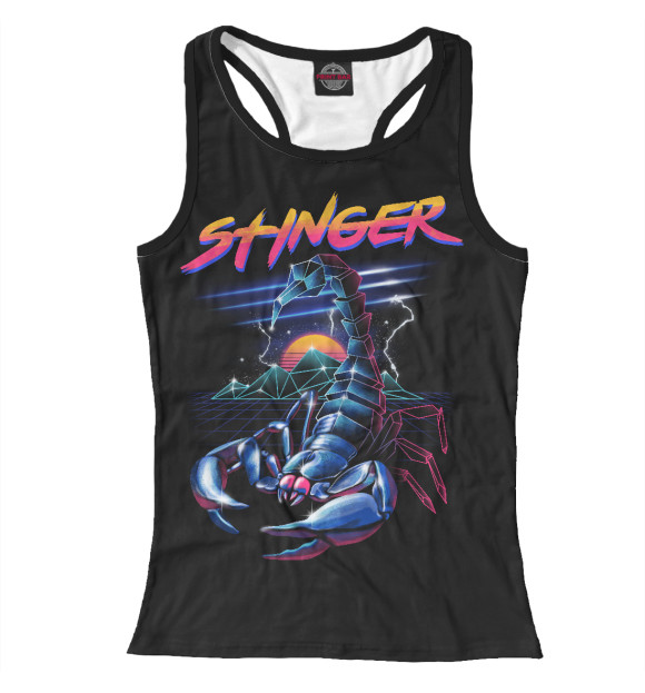 Женская майка-борцовка с изображением Неоновый Скорпион цвета Белый