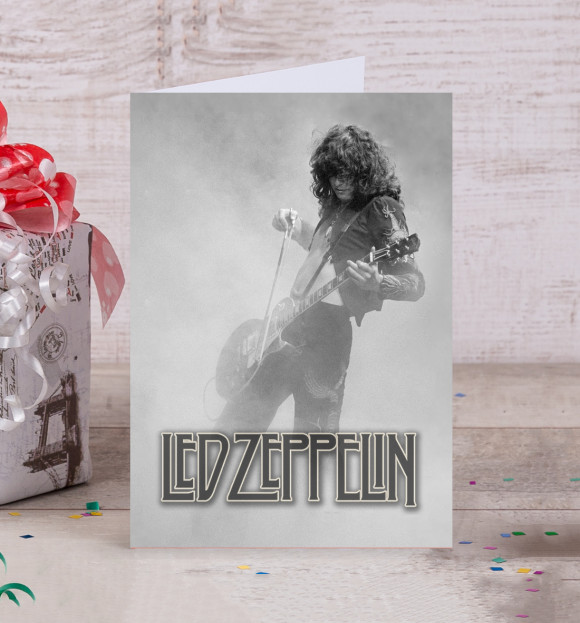 Открытка с изображением Led Zeppelin Jimmy Page цвета Белый