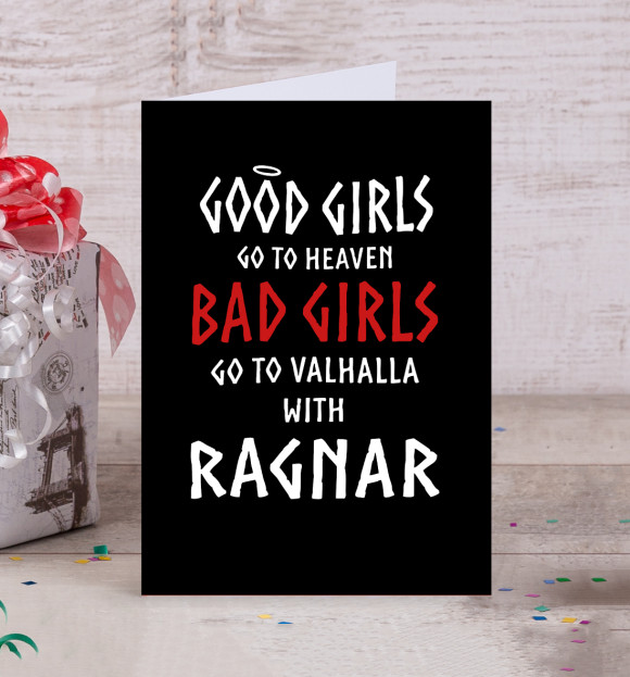 Открытка с изображением GO TO VALHALLA WITH RAGNAR цвета Белый