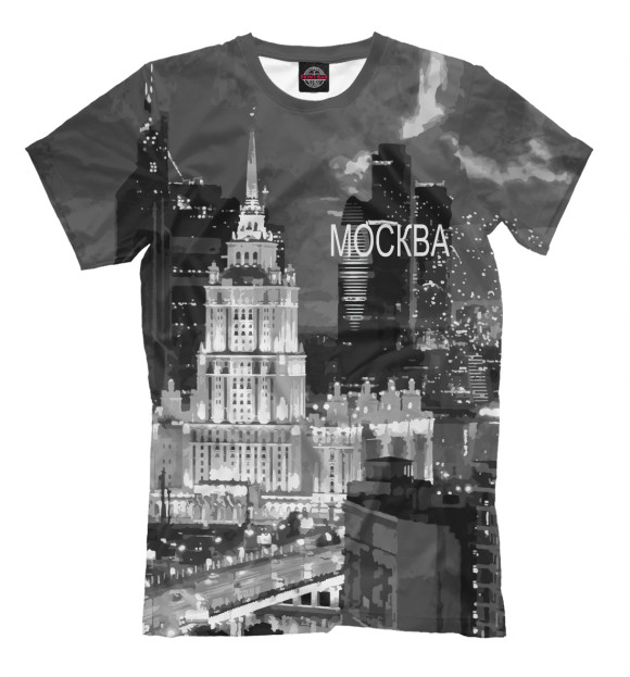 Мужская футболка с изображением Москва цвета Серый