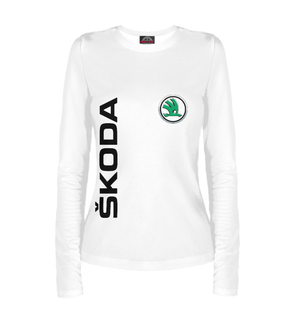 Женский лонгслив с изображением Skoda цвета Белый