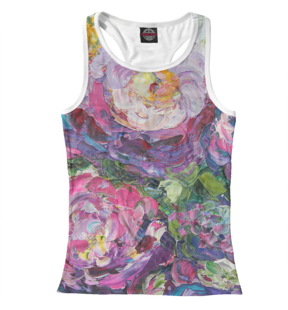 Женская майка-борцовка с изображением Пионы цвета Белый