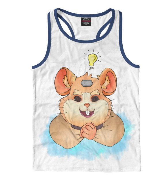 Мужская майка-борцовка с изображением Хомяк цвета Белый