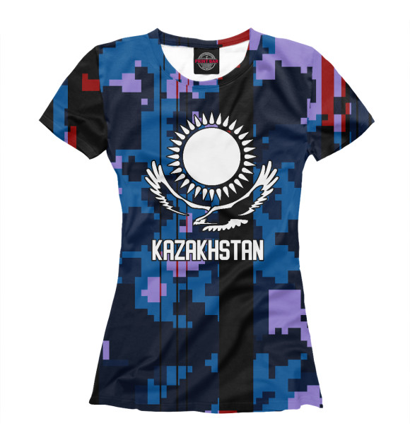 Футболка для девочек с притом Kazakhstan цвета Белый Футболка для девочек с изображением Kazakhstan цвета Белый