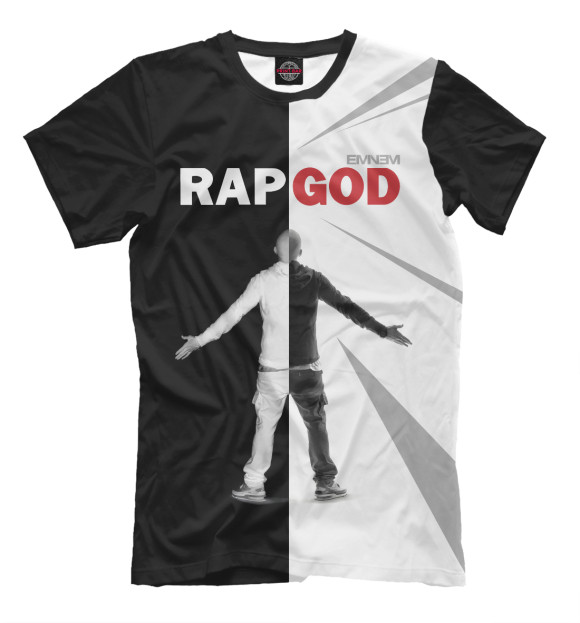 Мужская футболка с изображением Rap God Eminem цвета Черный