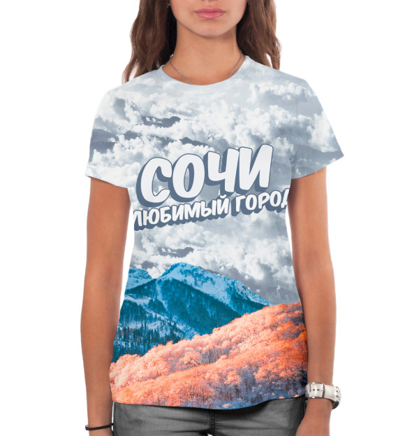 Женская футболка с изображением Сочи цвета Белый