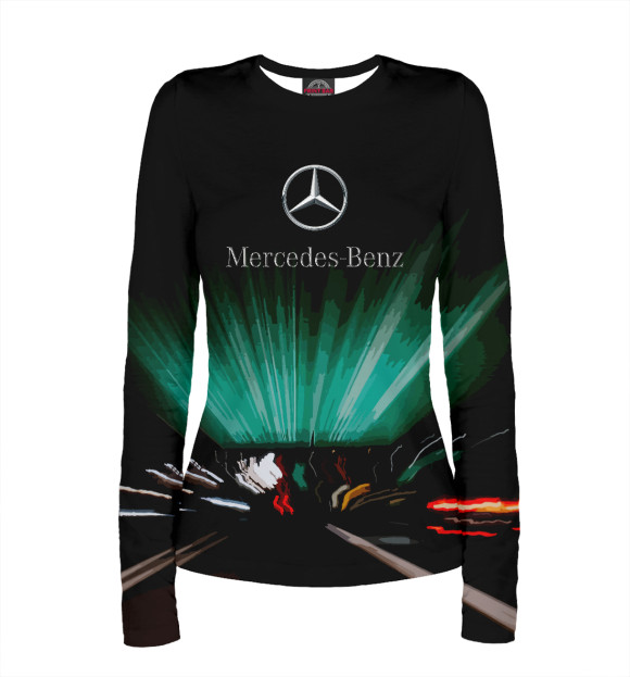 Женский лонгслив с изображением Mersedes-Benz цвета Белый