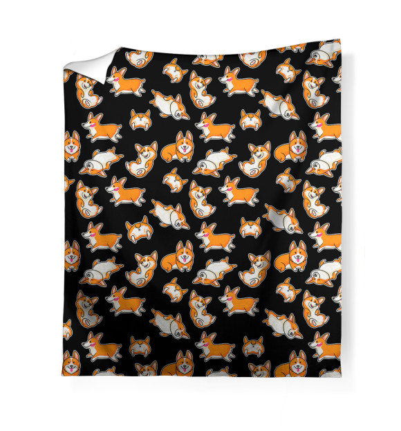 Плед с притом Funny corgi цвета Белый Плед с изображением Funny corgi цвета Белый