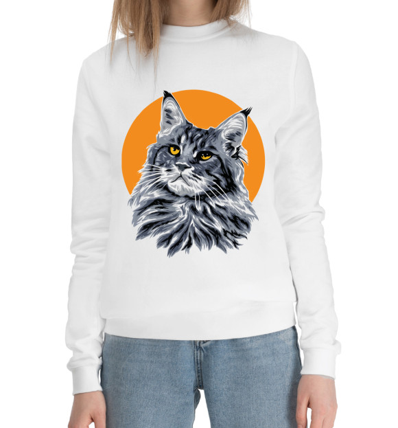 Женский хлопковый свитшот с изображением Мейкун цвета Белый