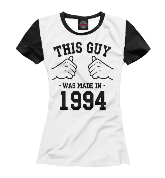 Футболка для девочек с изображением 1994 цвета Белый
