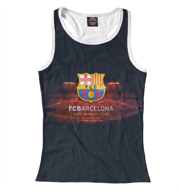Женская майка-борцовка с изображением FC Barсelona цвета Белый